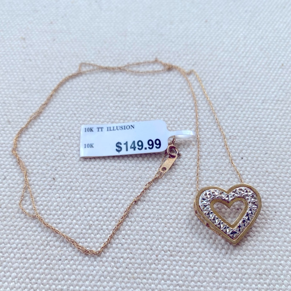 10k Gold Heart Illusion 9” Necklace